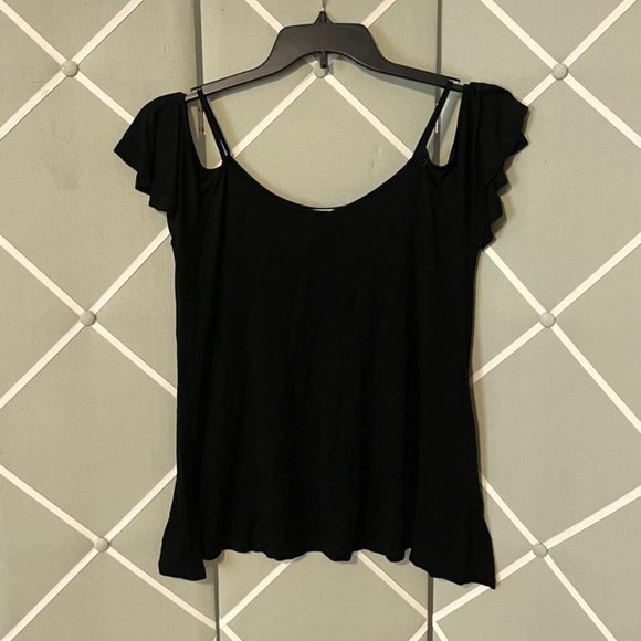 Ellie & Kate Black Cold Shoulder Top - Picture 1 of 6